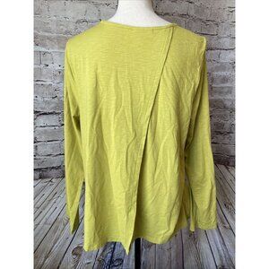 J Jill Women’s Long Sleeve Green‎ Shirt Faux Wrap in Back Size L Petite